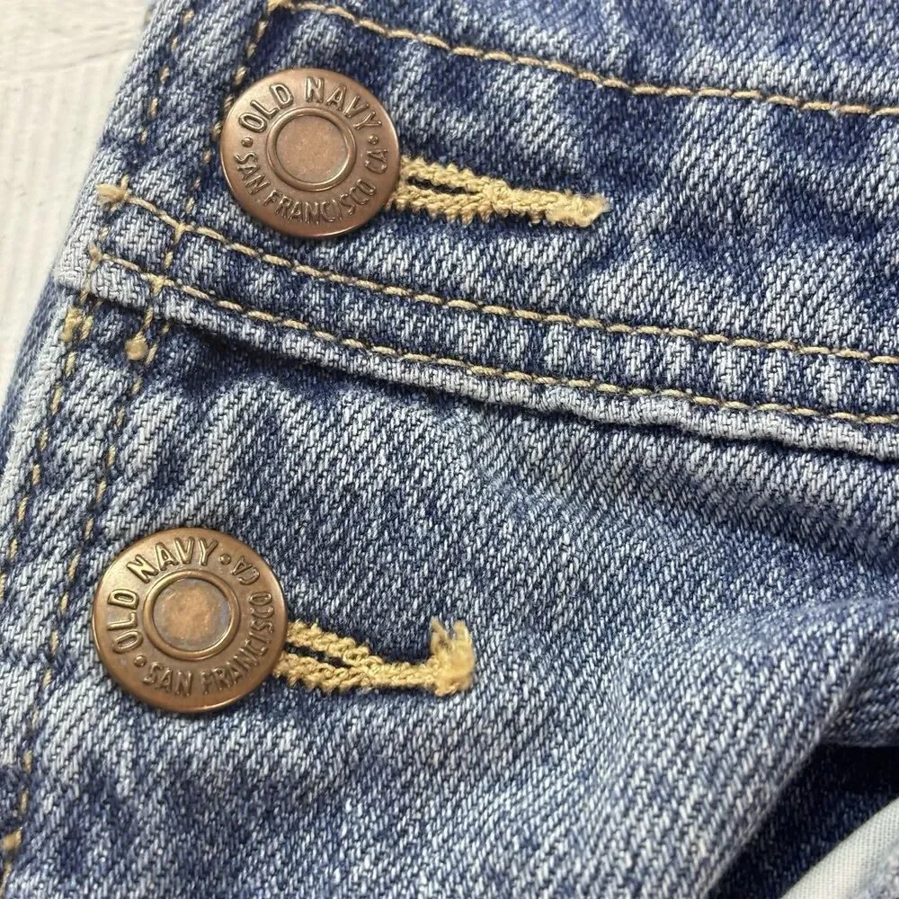 Old Navy Unisex 8 Denim Overalls Distressed Blue Jean Bib 100% Cotton Farmhouse